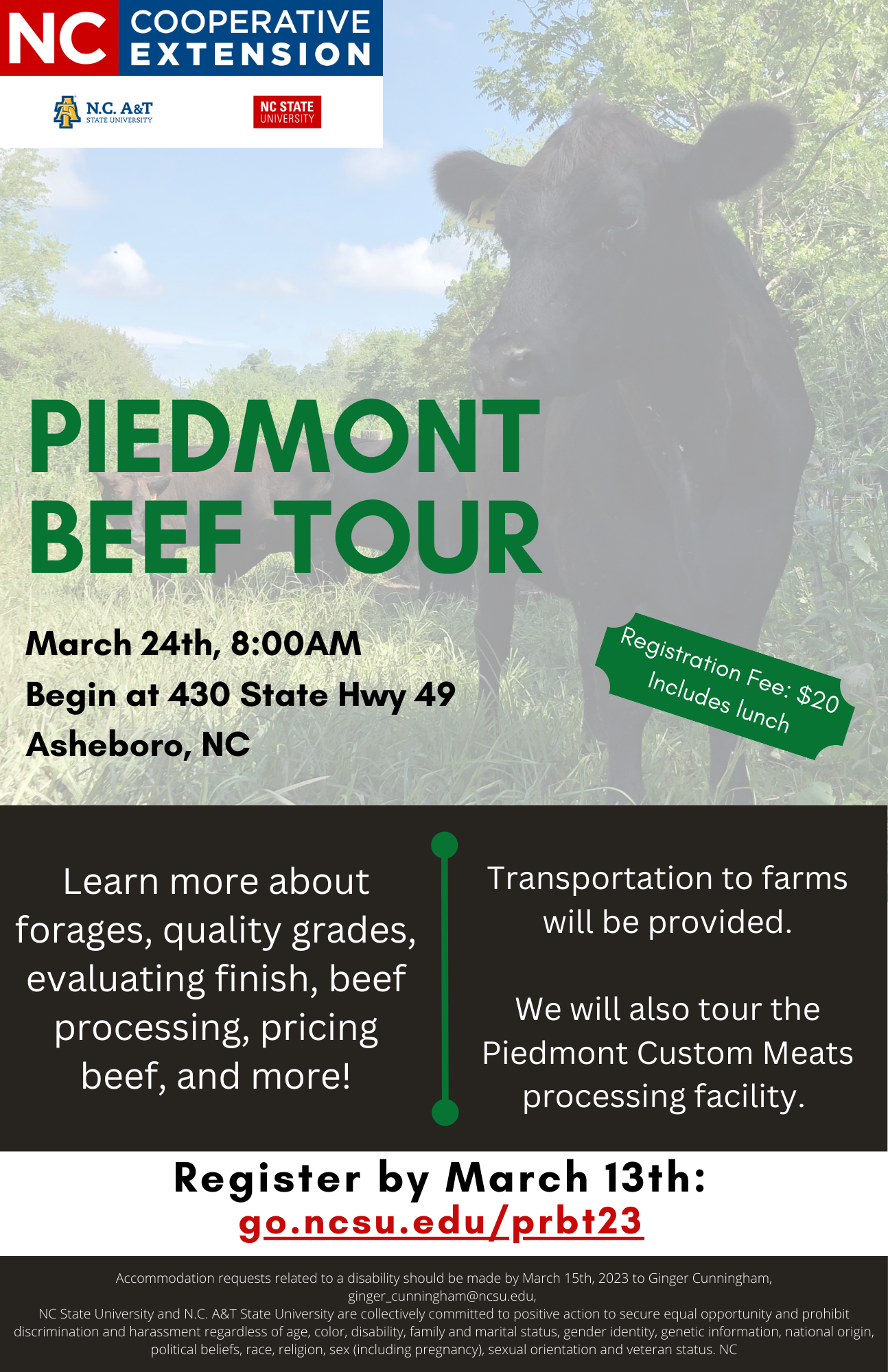 picture of cow with info about beef tour