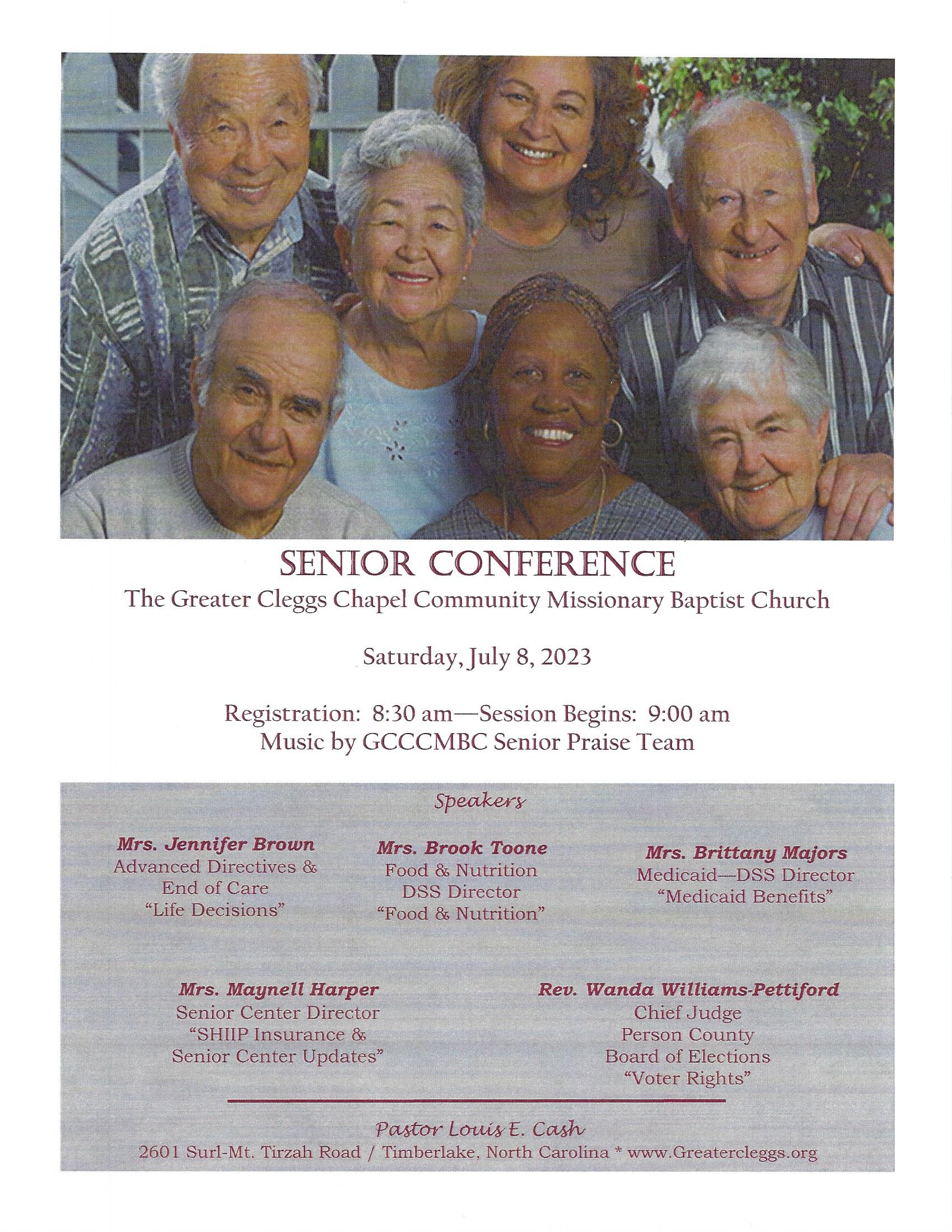 Senior Conference, at the Greater Cleggs Chapel Community Missionary Baptist Church