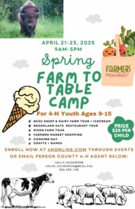 Cover photo for Spring Break Farm to Table Camp Ages 9-16