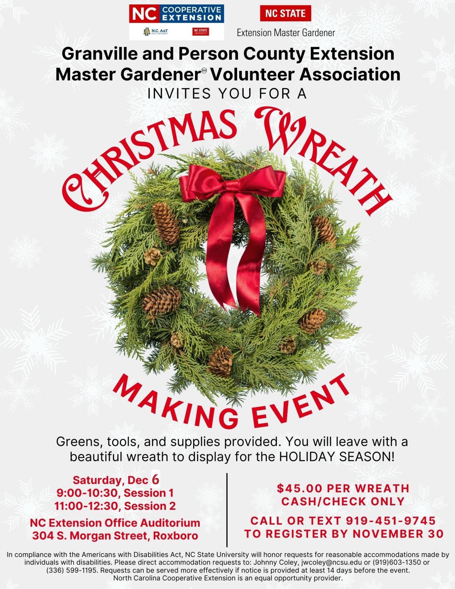 Christmas wreath workshop